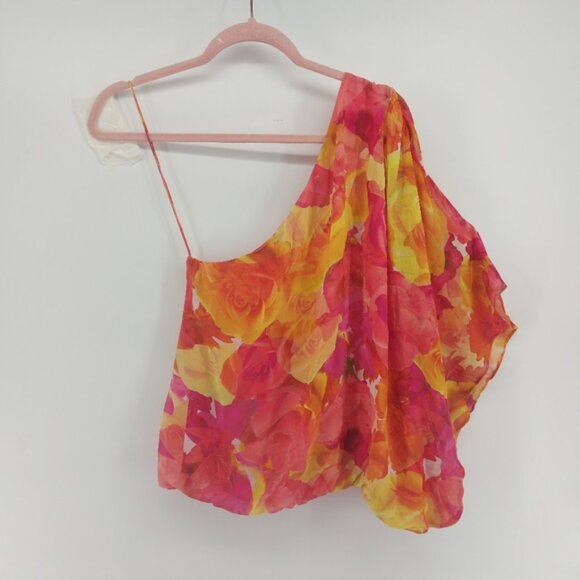 Alice + Olivia Silk Floral one shoulder blouse size xs - Picture 2 of 4
